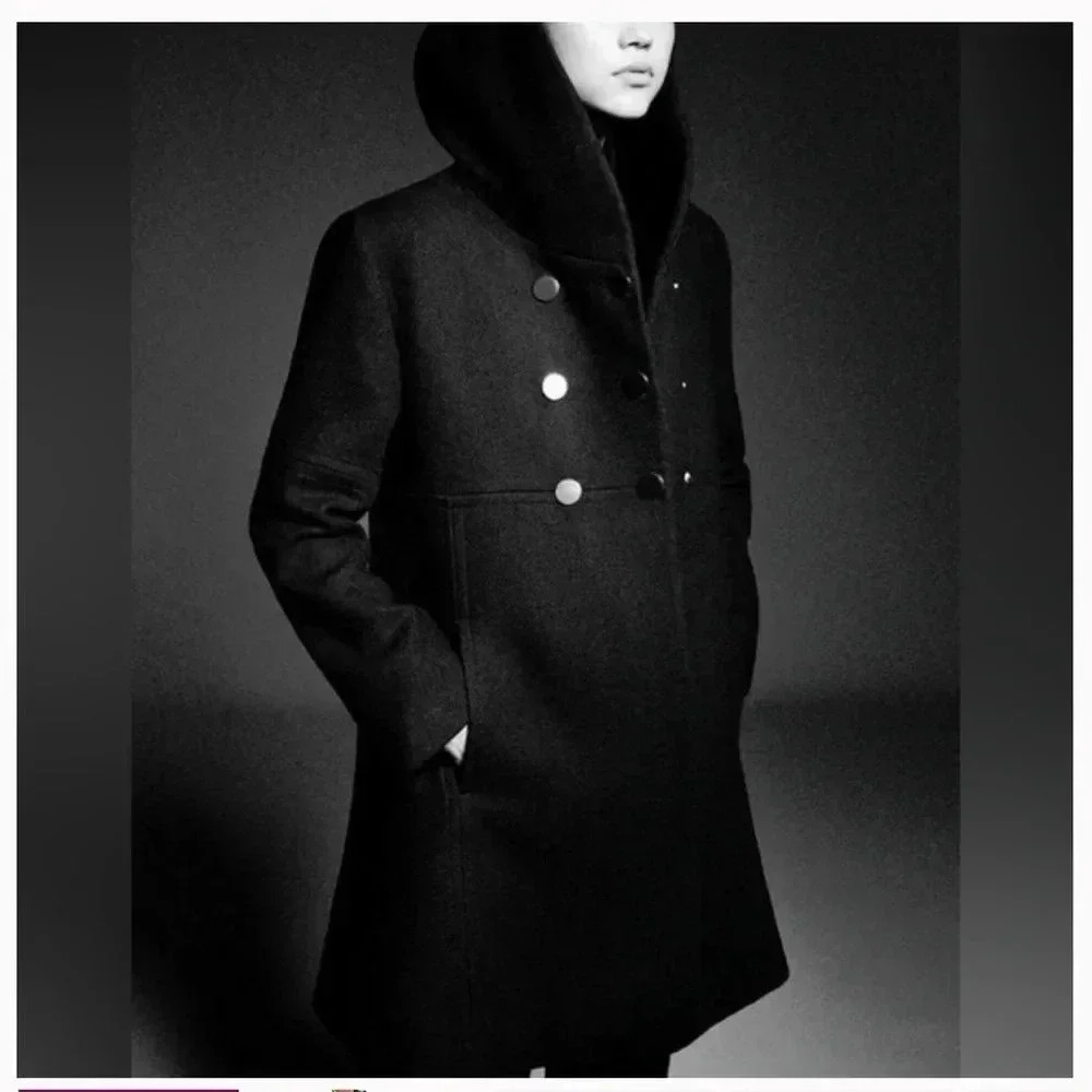 NWT Zara Pea Coat Navy Blue Size S